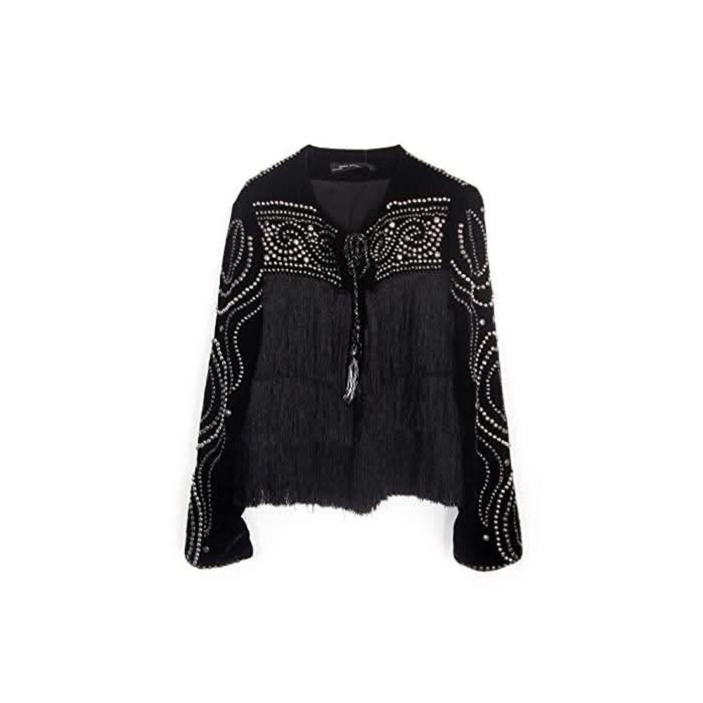 Zara women limited edition embroidery velvet jacket